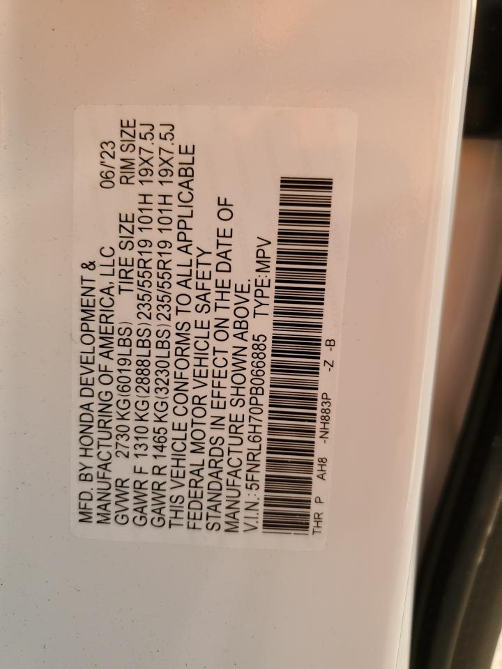 2023 HONDA ODYSSEY SPORT-L VIN:5FNRL6H70PB066885