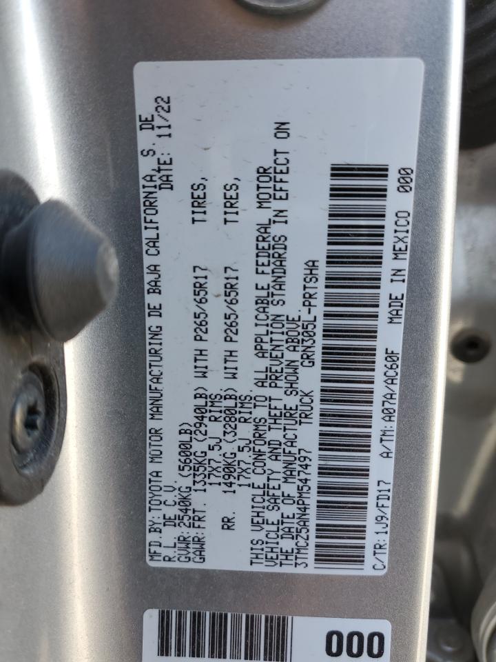 2023 TOYOTA TACOMA DOUBLE CAB VIN:3TMCZ5AN4PM547497