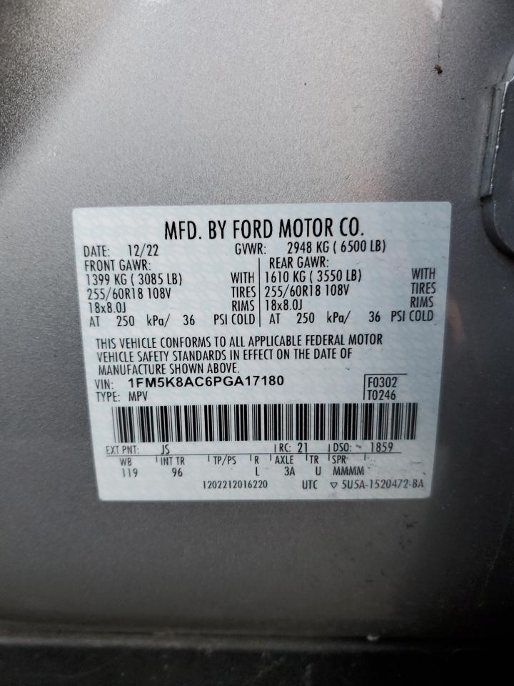 2023 FORD EXPLORER POLICE INTERCEPTOR VIN:1FM5K8AC6PGA17180