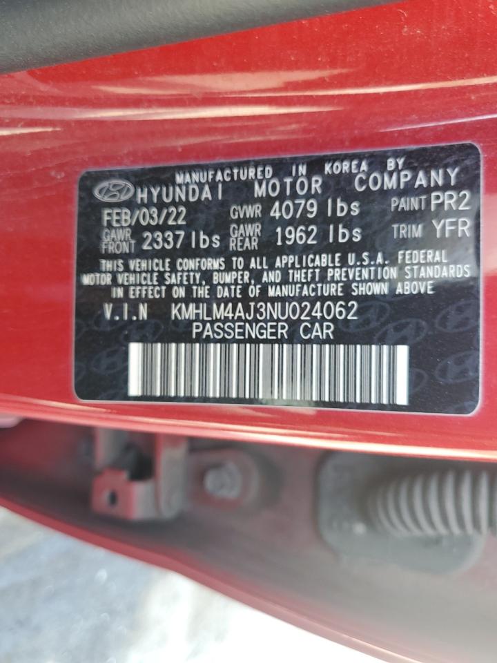 2022 HYUNDAI ELANTRA BLUE VIN:KMHLM4AJ3NU024062