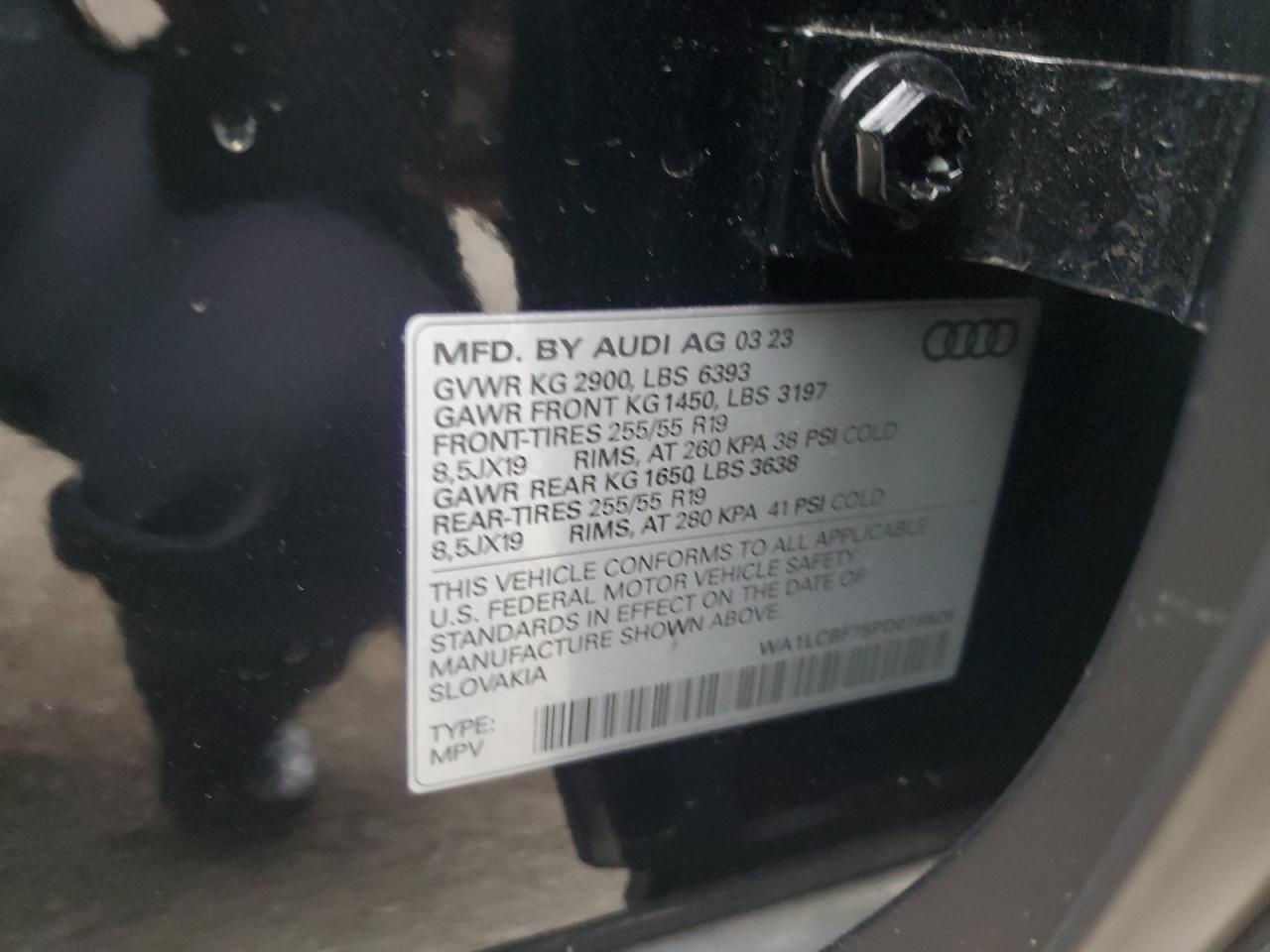 2023 AUDI Q7 PREMIUM PLUS VIN:WA1LCBF75PD016826