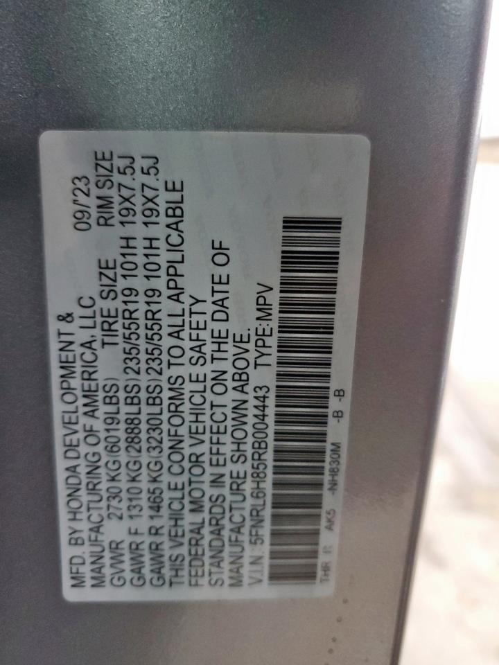 2024 HONDA ODYSSEY TOURING VIN:5FNRL6H85RB004443