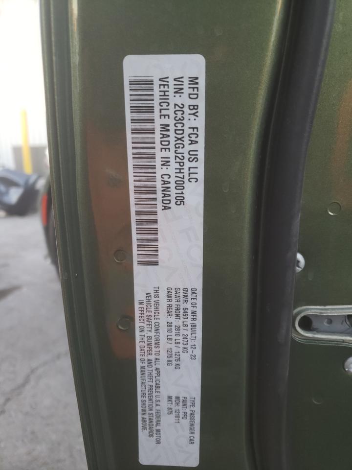 2023 DODGE CHARGER SCAT PACK VIN:2C3CDXGJ2PH700105