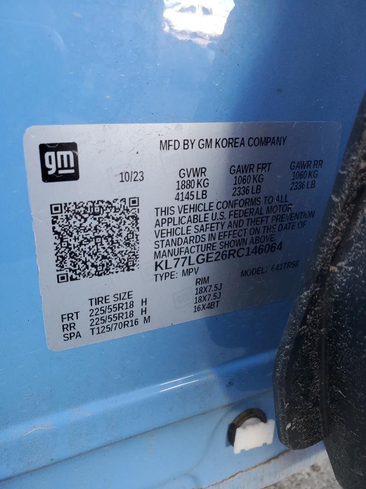 2024 CHEVROLET TRAX 1RS VIN:KL77LGE26RC146064