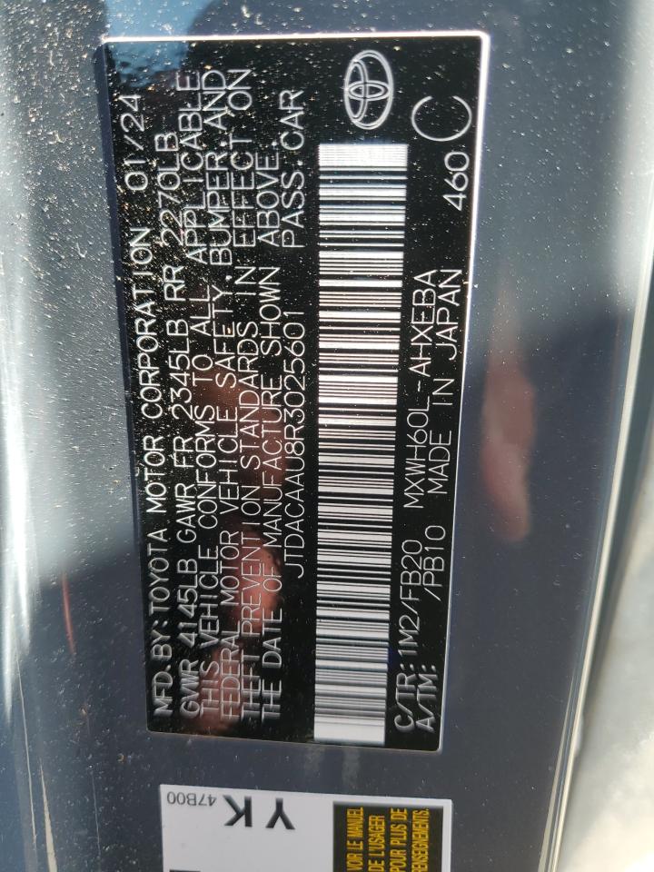 2024 TOYOTA PRIUS LE VIN:JTDACAAU8R3025601