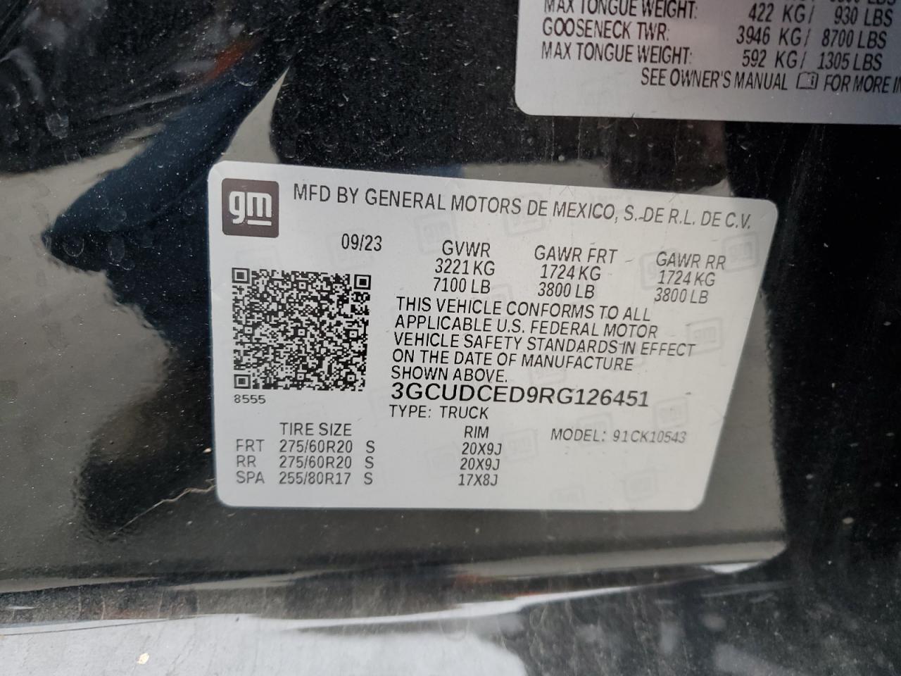 2024 CHEVROLET SILVERADO K1500 TRAIL BOSS CUSTOM VIN:3GCUDCED9RG126451