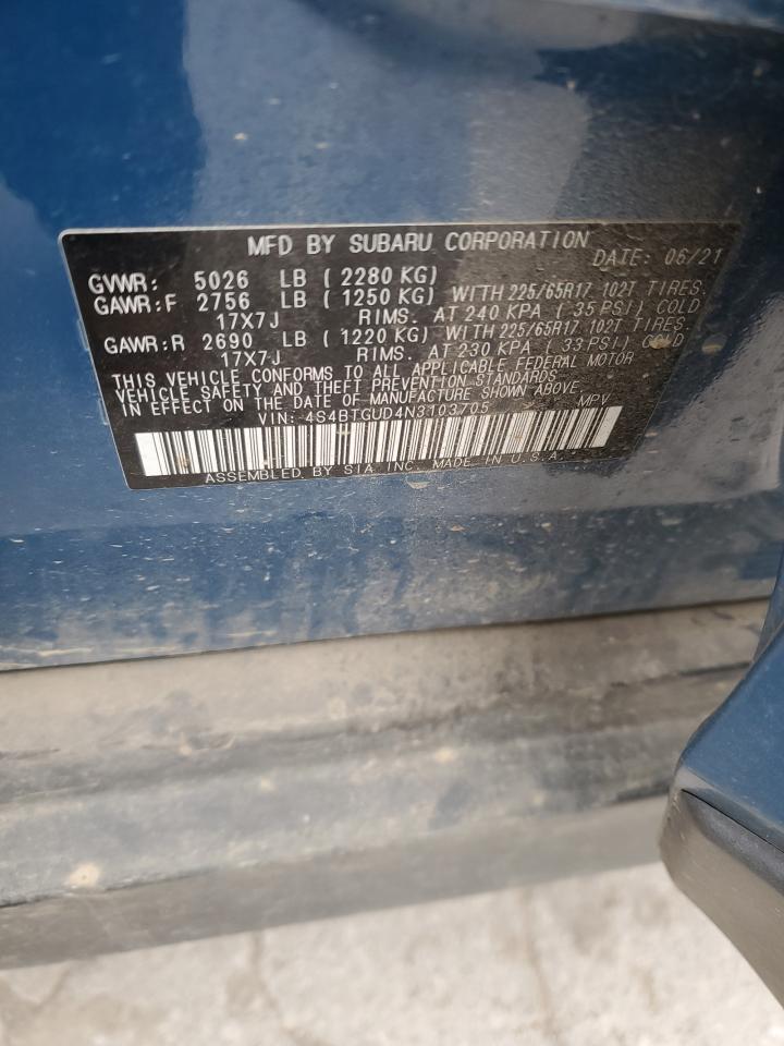 2022 SUBARU OUTBACK WILDERNESS VIN:4S4BTGUD4N3103705