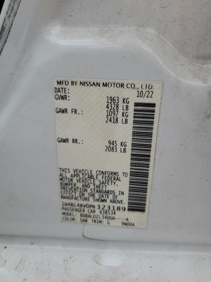 2023 NISSAN ALTIMA S VIN:1N4BL4BV0PN323189