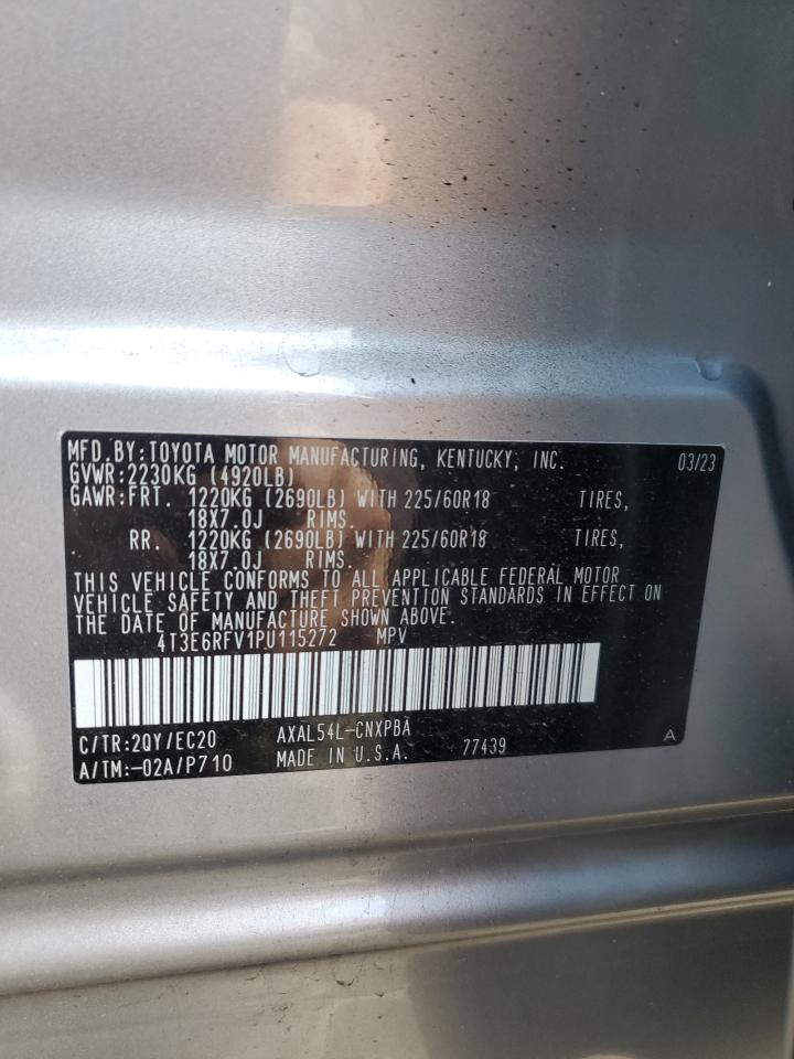 2023 TOYOTA RAV4 XSE VIN:4T3E6RFV1PU115272