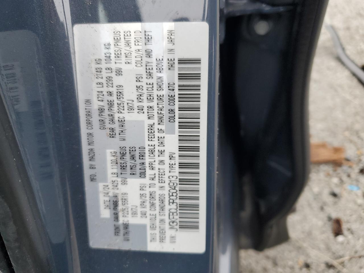 2024 MAZDA CX-5 PREFERRED VIN:JM3KFBCL3R0504913