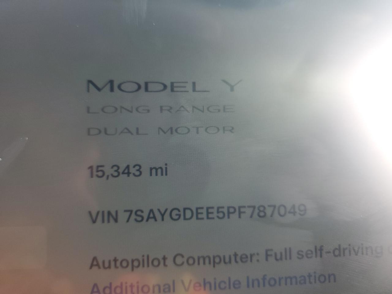 2023 TESLA MODEL Y  VIN:7SAYGDEE5PF787049