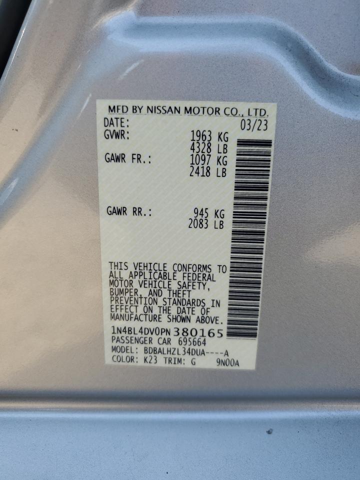 2023 NISSAN ALTIMA SV VIN:1N4BL4DV0PN380165