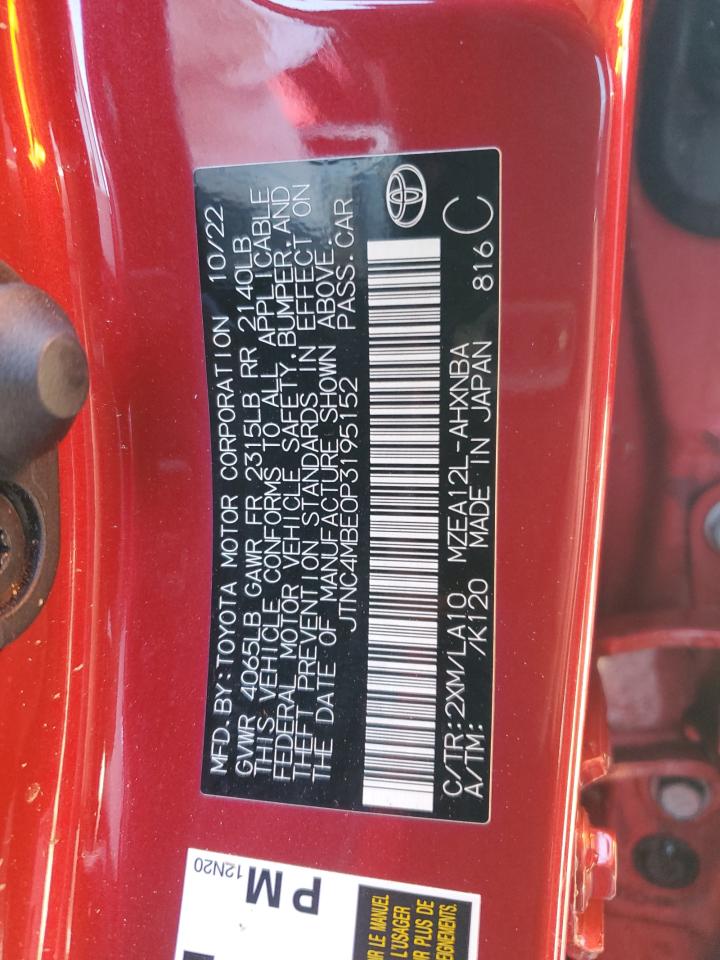 2023 TOYOTA COROLLA XSE VIN:JTNC4MBE0P3195152