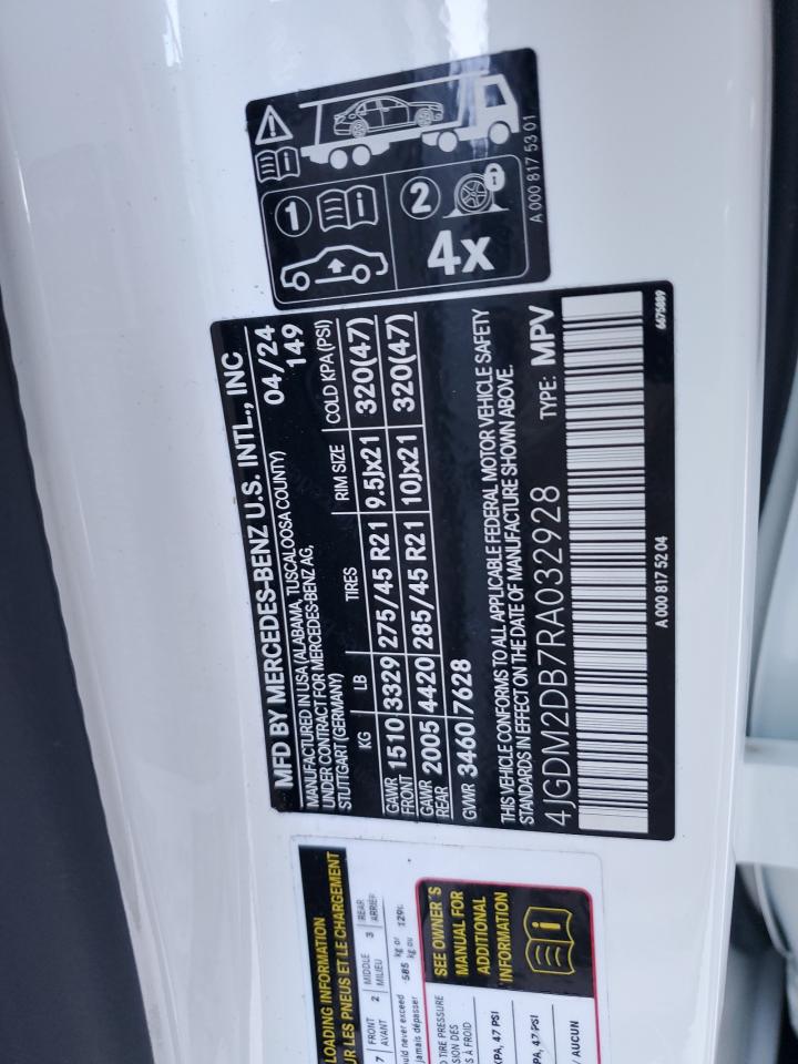 2024 MERCEDES-BENZ EQS SUV 450+ VIN:4JGDM2DB7RA032928