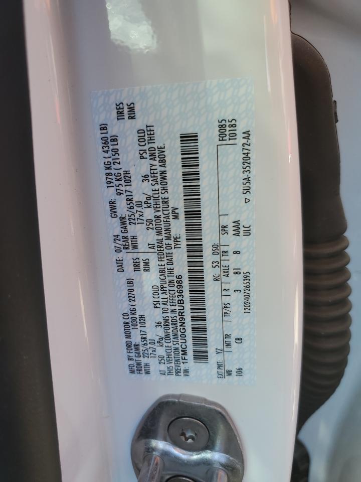 2024 FORD ESCAPE ACTIVE VIN:1FMCU0GN9RUB36986