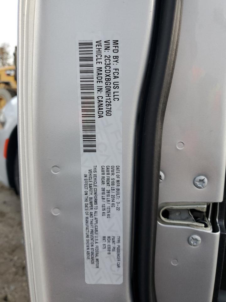 2022 DODGE CHARGER SXT VIN:2C3CDXBG0NH126760