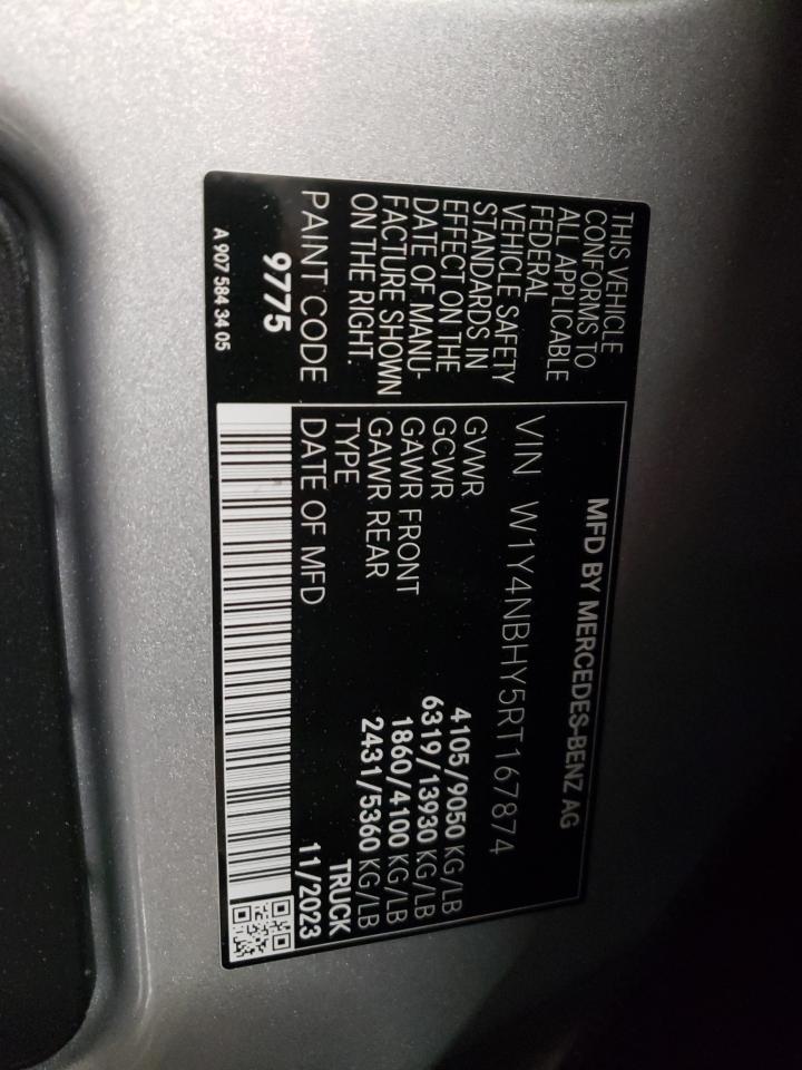 2024 MERCEDES-BENZ SPRINTER 2500 VIN:W1Y4NBHY5RT167874