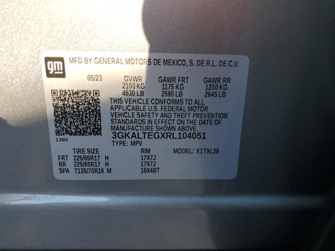 2024 GMC TERRAIN SLE VIN:3GKALTEGXRL104051