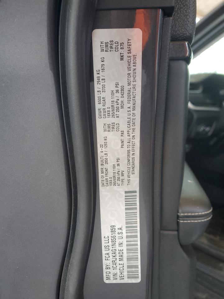 2022 JEEP GRAND CHEROKEE L LAREDO VIN:1C4RJKAG1N8561859