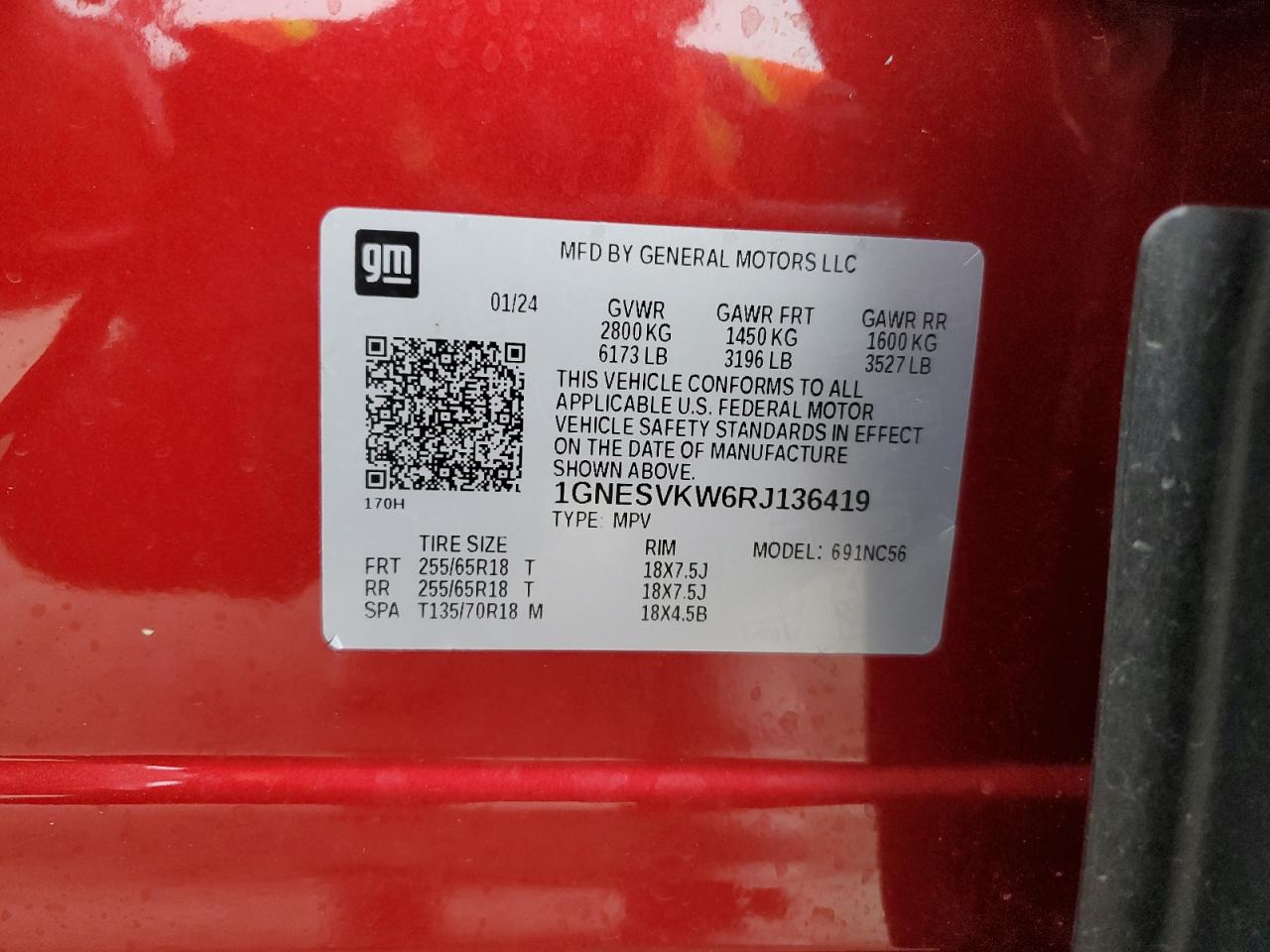 2024 CHEVROLET TRAVERSE LIMITED LT VIN:1GNESVKW6RJ136419