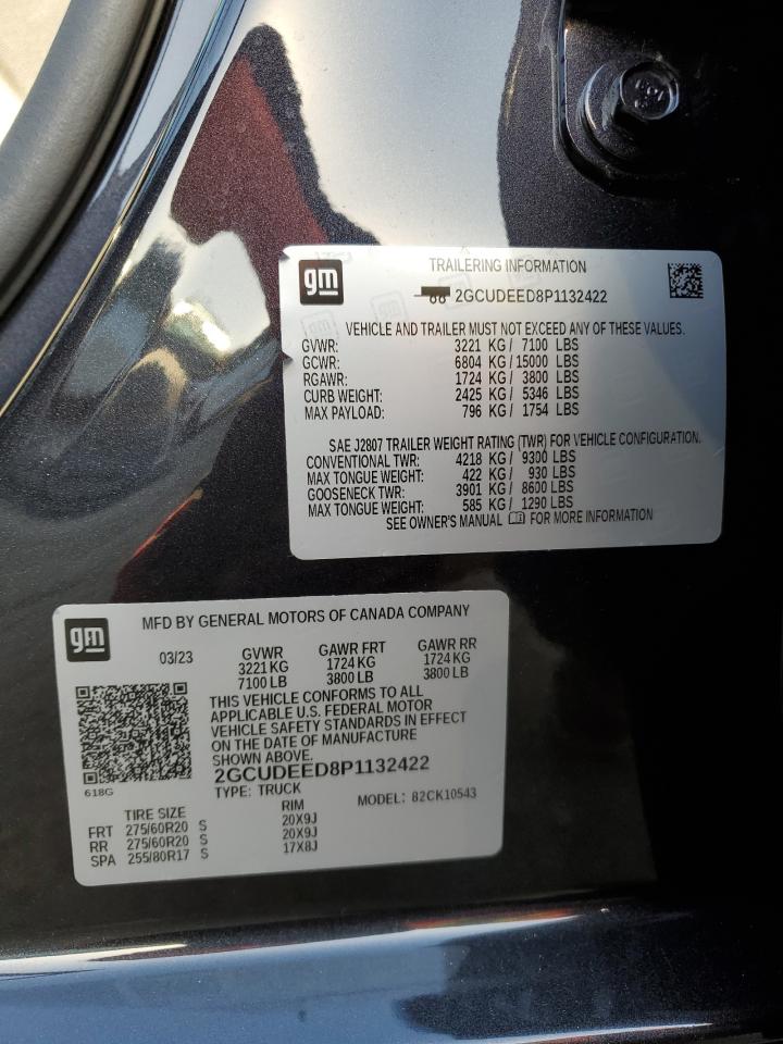 2023 CHEVROLET SILVERADO K1500 RST VIN:2GCUDEED8P1132422