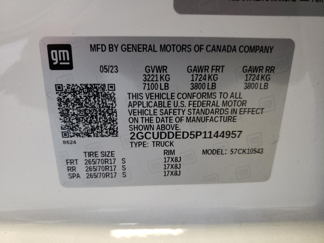 2023 CHEVROLET SILVERADO K1500 LT VIN:2GCUDDED5P1144957