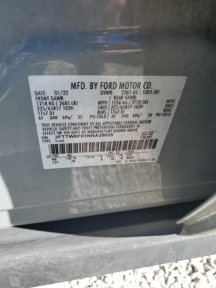 2022 FORD MAVERICK XL VIN:3FTTW8F93NRA35025
