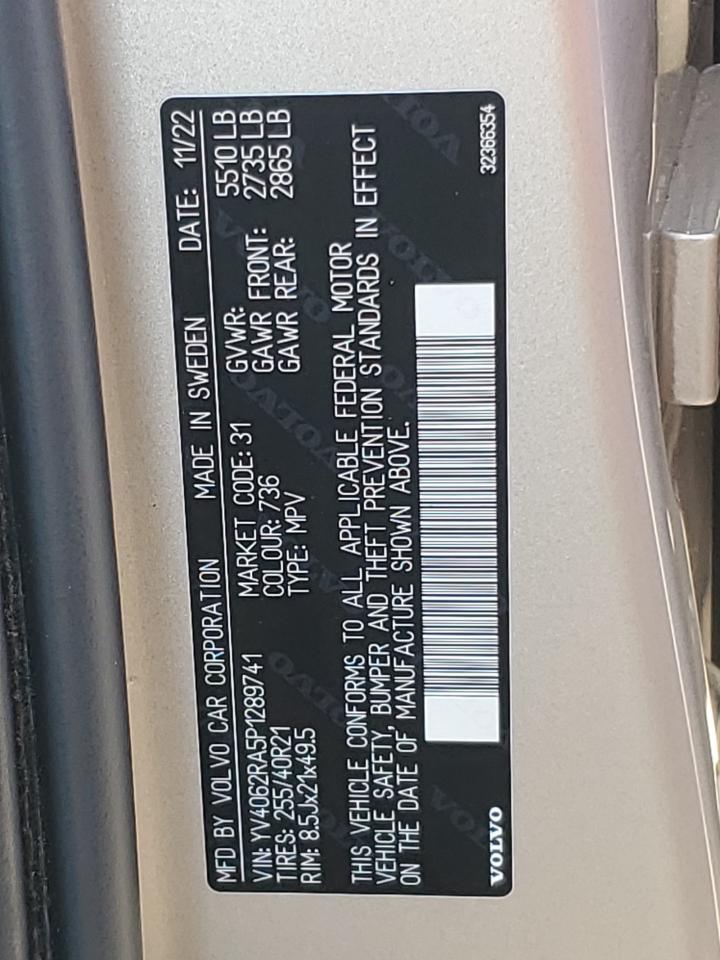 2023 VOLVO XC60 ULTIMATE VIN:YV4062RA5P1289741