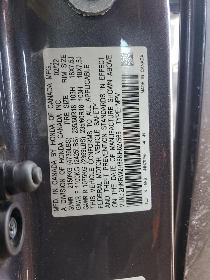 2022 HONDA CR-V EXL VIN:2HKRW2H86NH627565