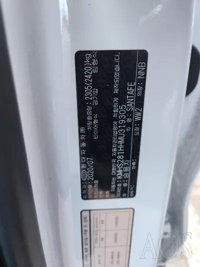 2020 Hyundai Santa FE VIN: