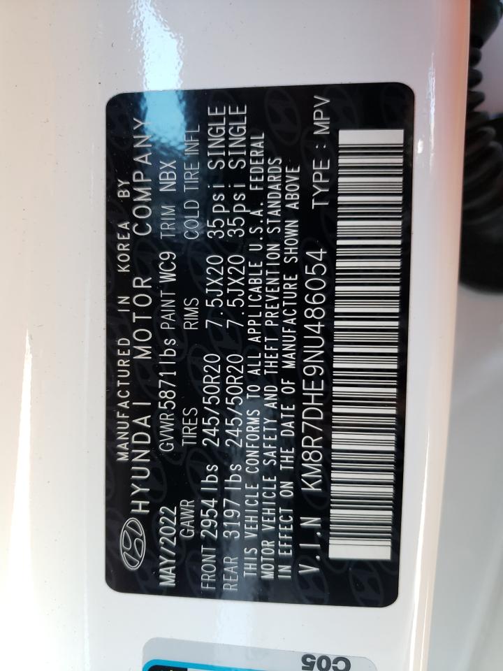 2022 HYUNDAI PALISADE CALLIGRAPHY VIN:KM8R7DHE9NU486054