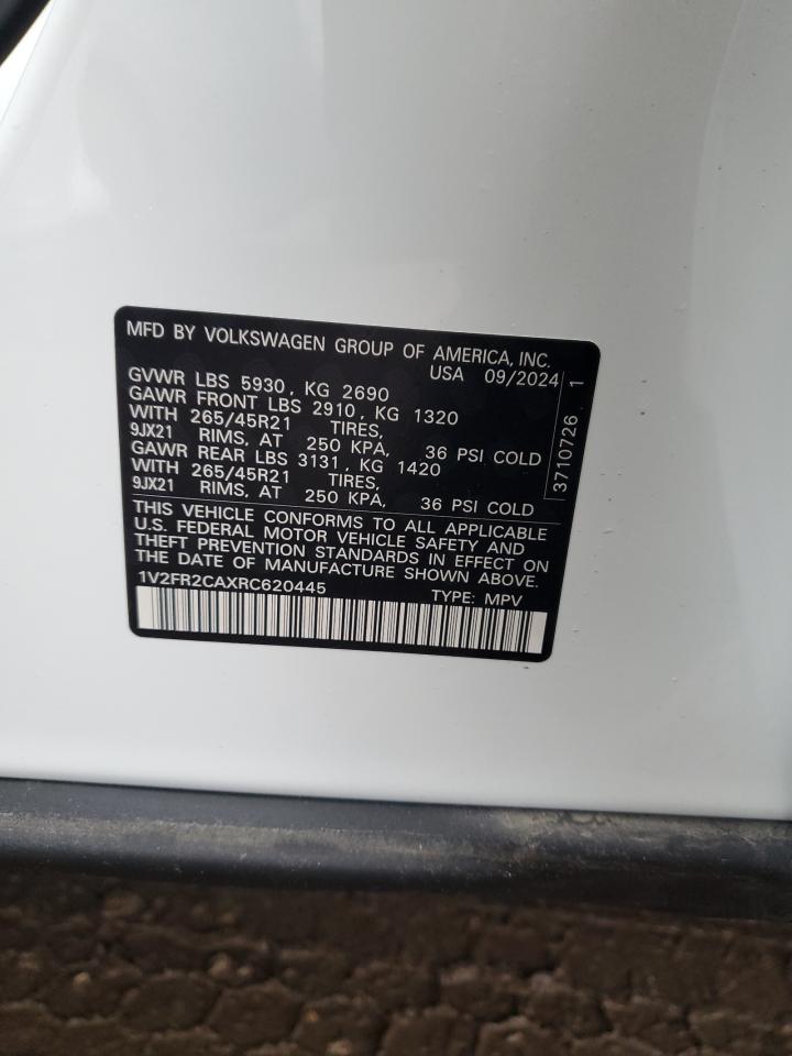 2024 VOLKSWAGEN ATLAS SEL PREMIUM R-LINE VIN:1V2FR2CAXRC620445