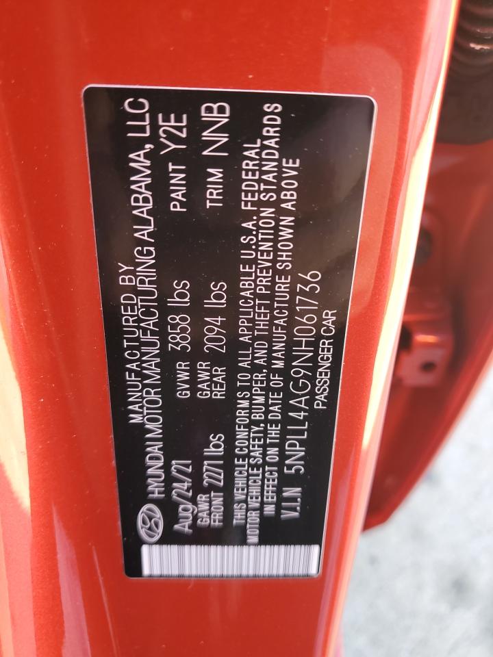 2022 HYUNDAI ELANTRA SE VIN:5NPLL4AG9NH061736