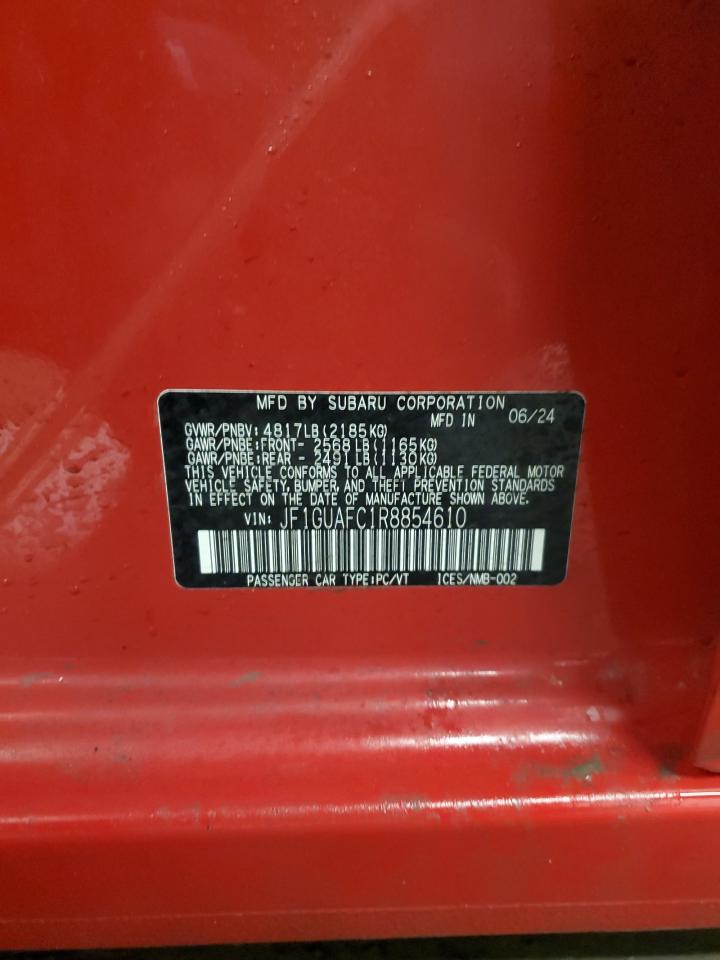 2024 SUBARU IMPREZA SPORT VIN:JF1GUAFC1R8854610