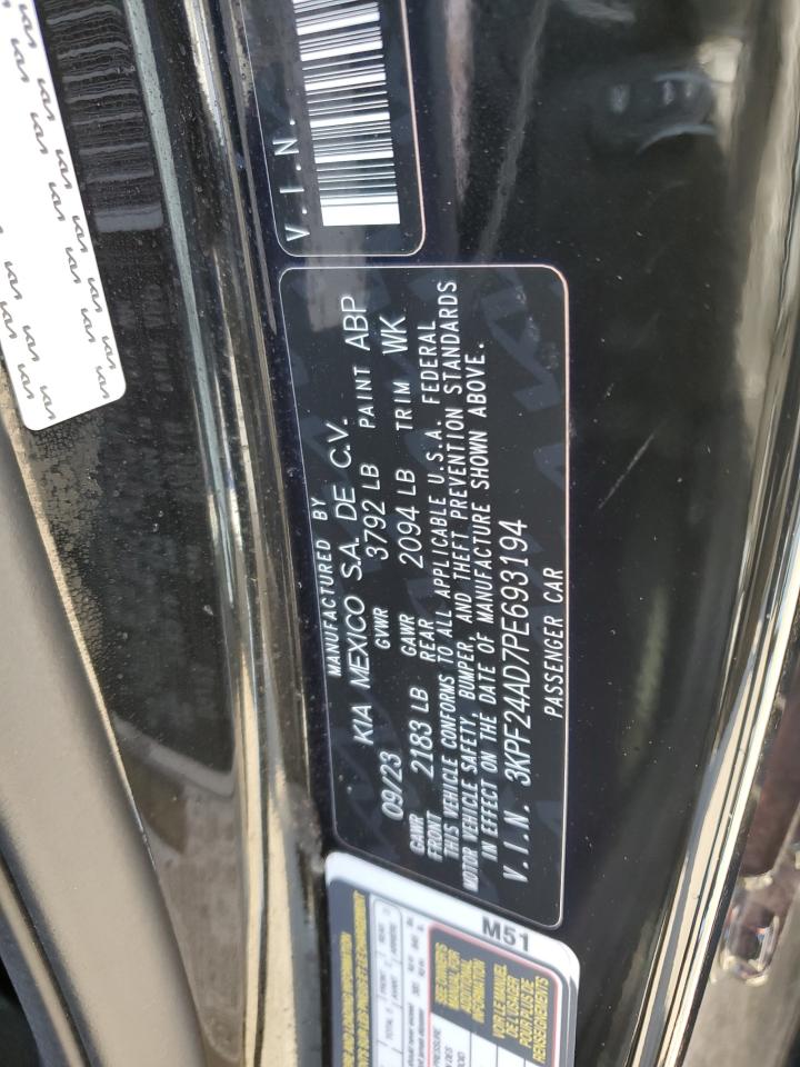 2023 KIA FORTE LX VIN:3KPF24AD7PE693194