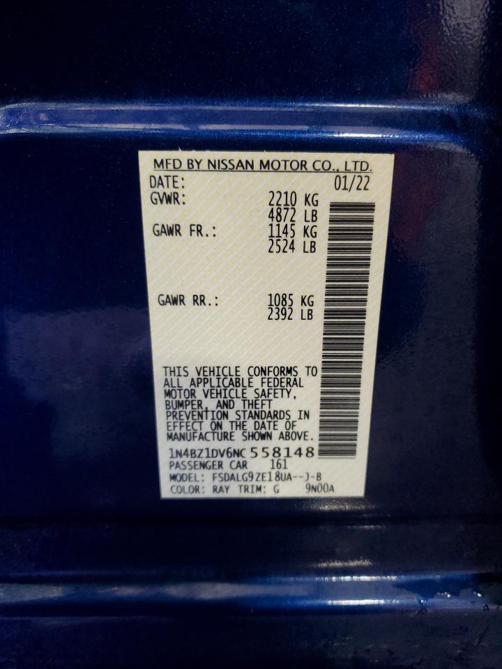 2022 NISSAN LEAF SL PLUS VIN:1N4BZ1DV6NC558148