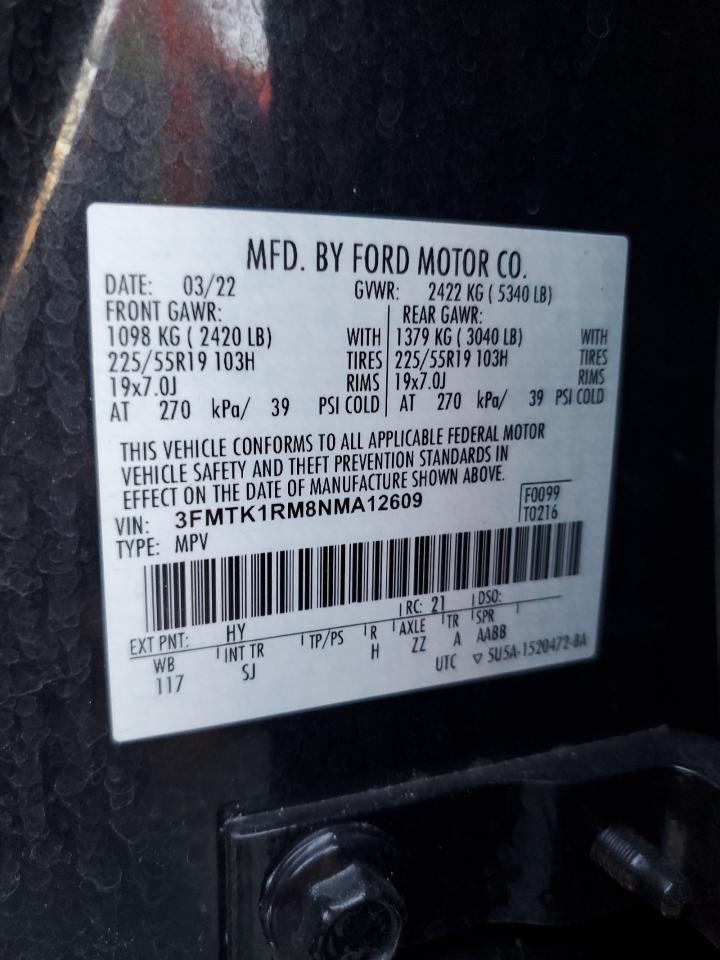 2022 FORD MUSTANG MACH-E SELECT VIN:3FMTK1RM8NMA12609