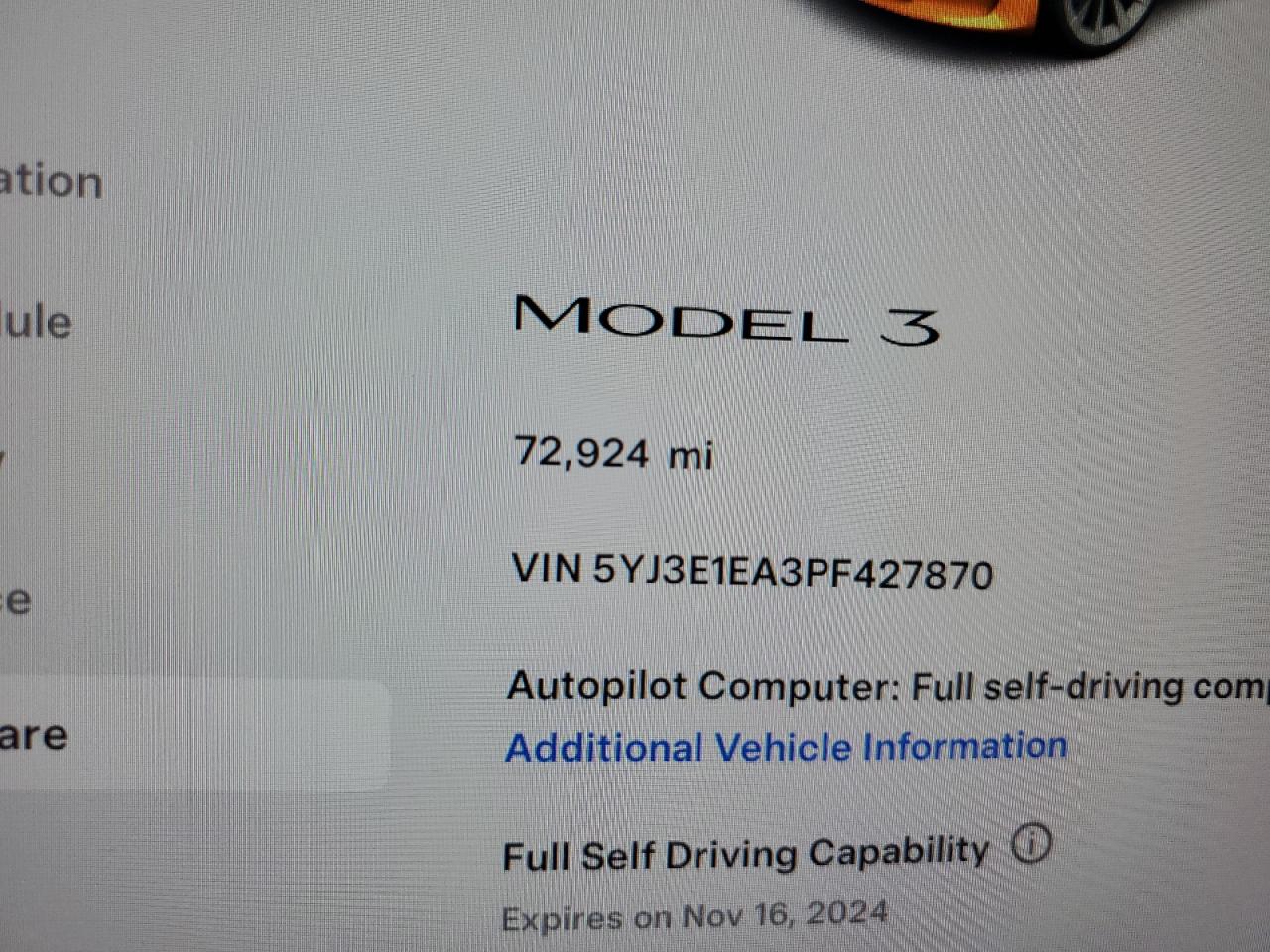 2023 TESLA MODEL 3  VIN:5YJ3E1EA3PF427870