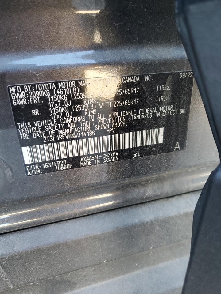 2022 TOYOTA RAV4 LE VIN:2T3F1RFV6NW314186