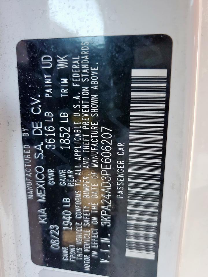 2023 KIA RIO LX VIN:3KPA24AD3PE606207