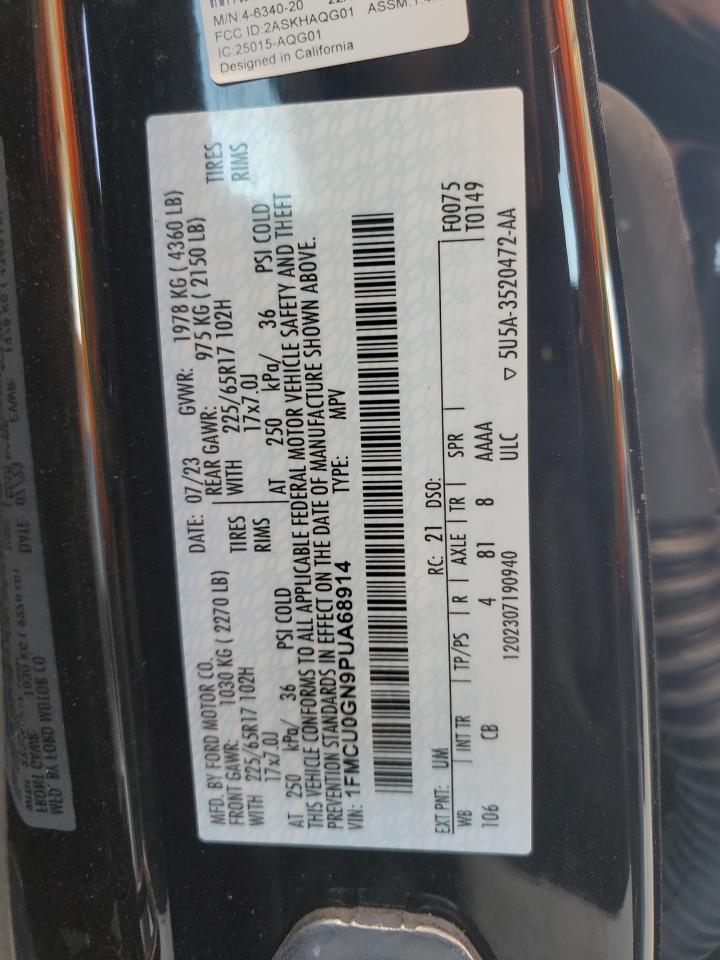 2023 FORD ESCAPE ACTIVE VIN:1FMCU0GN9PUA68914