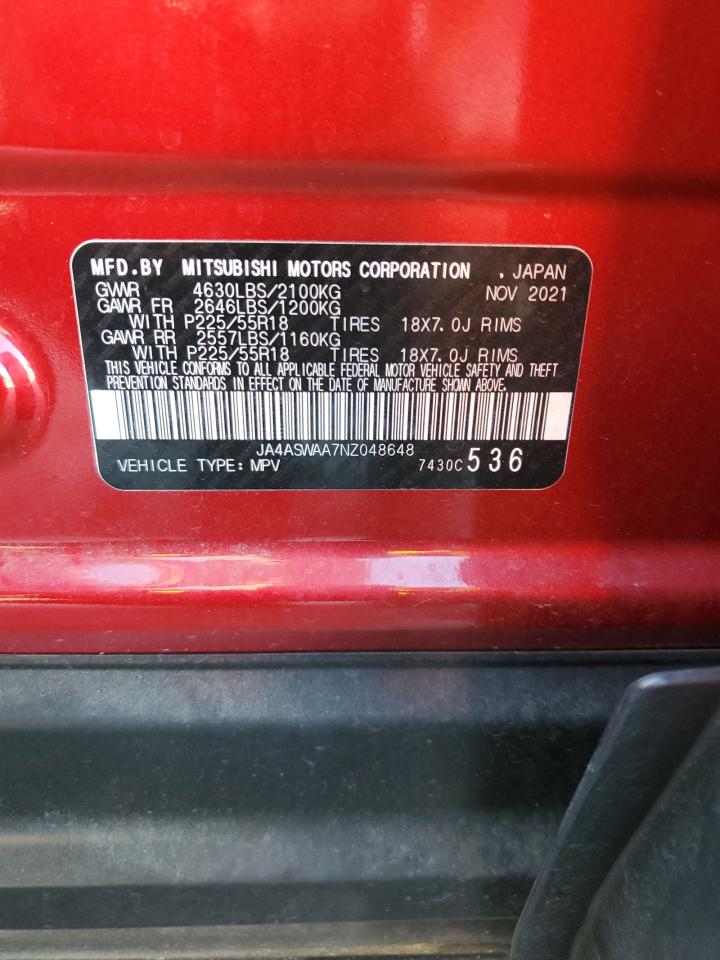 2022 MITSUBISHI ECLIPSE CROSS SE VIN:JA4ASWAA7NZ048648