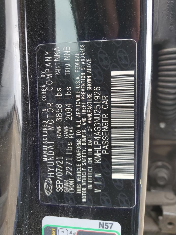 2022 HYUNDAI ELANTRA LIMITED VIN:KMHLP4AG3NU251926