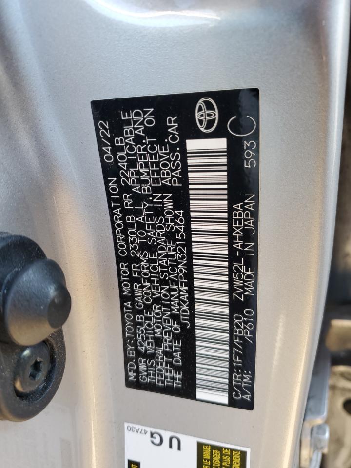 2022 TOYOTA PRIUS PRIME LE VIN:JTDKAMFP9N3215464
