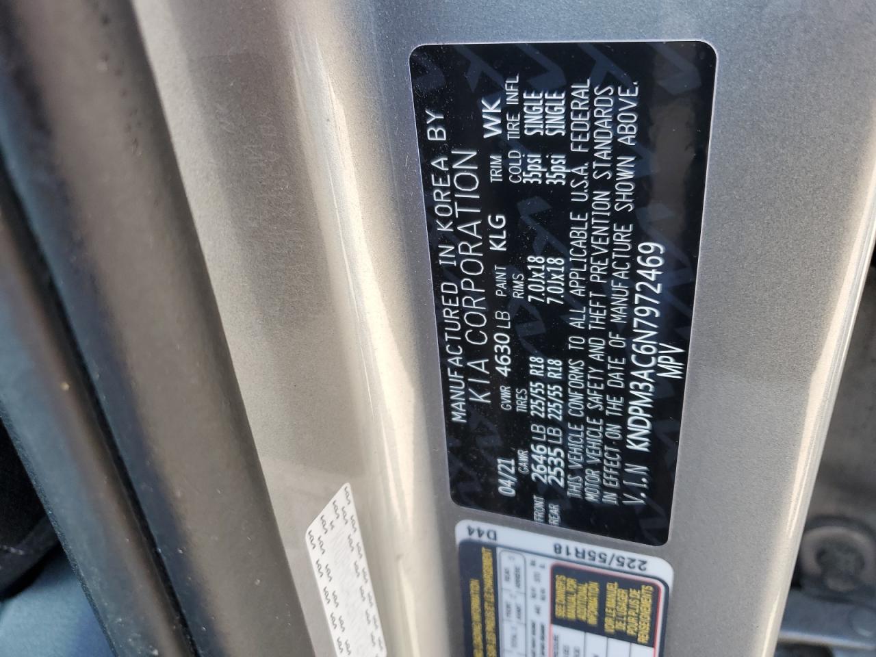 2022 KIA SPORTAGE LX VIN:KNDPM3AC6N7972469