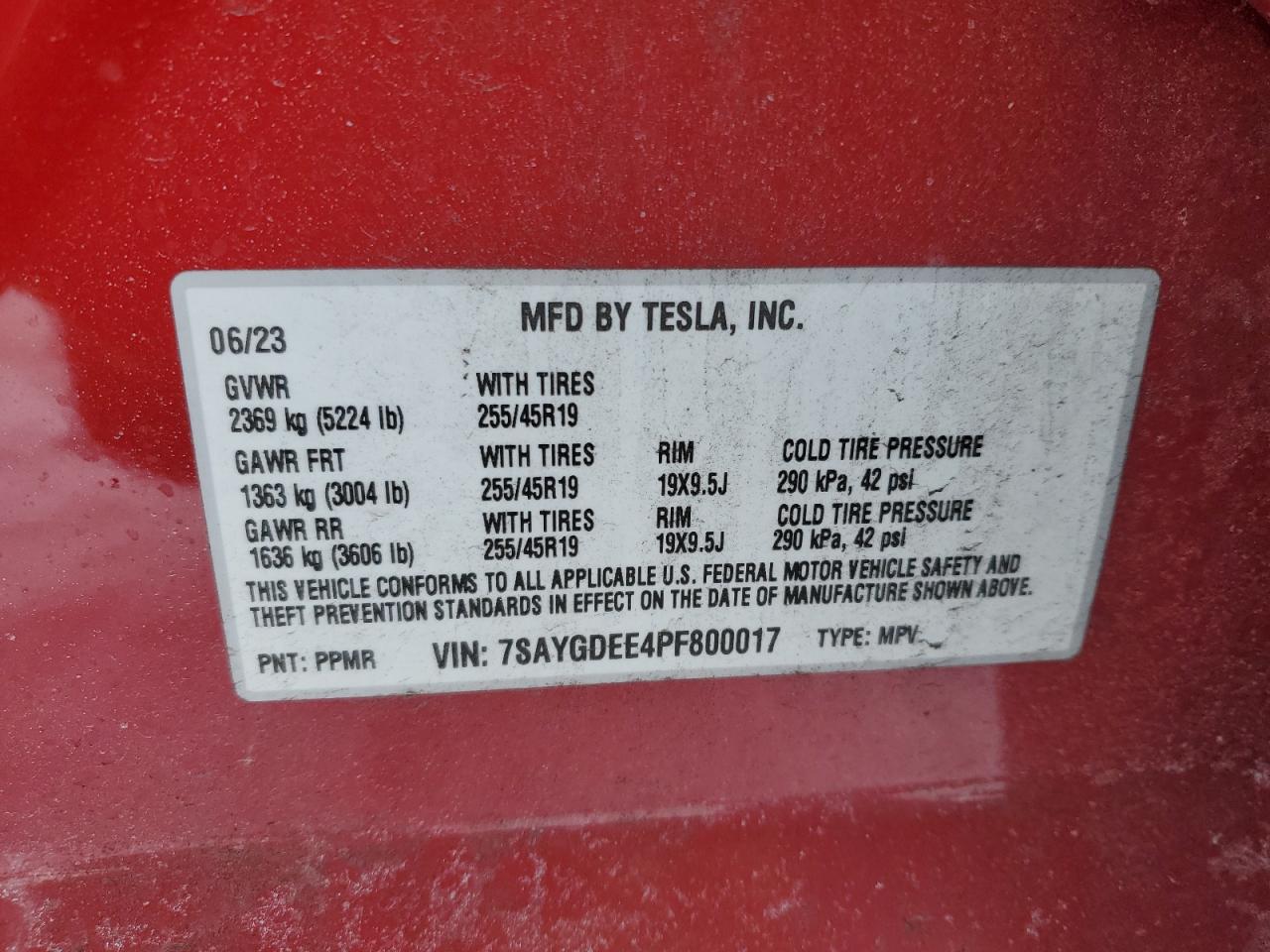 2023 TESLA MODEL Y  VIN:WA1EFCFS6FR012490