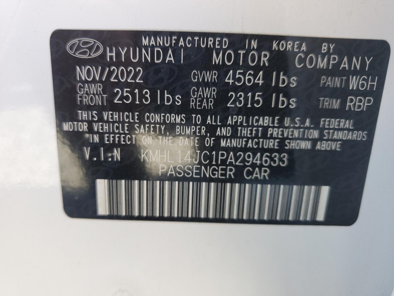 2023 HYUNDAI SONATA N LINE VIN:KMHL14JC1PA294633