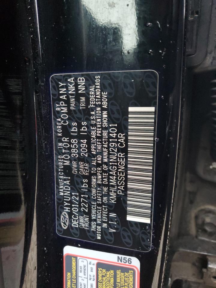 2022 HYUNDAI ELANTRA SEL VIN:KMHLM4AG1NU291401