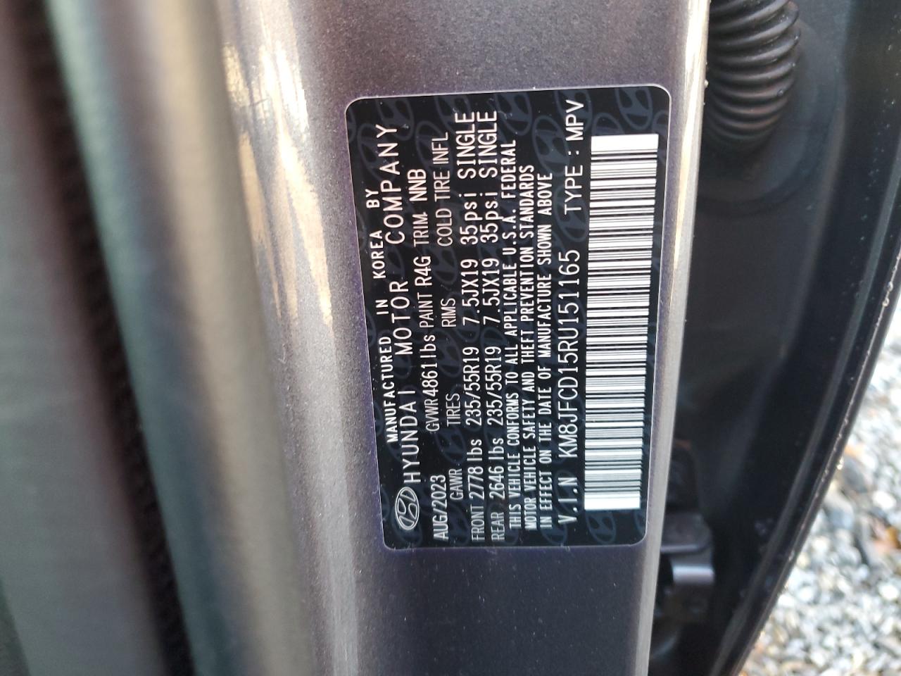 2024 HYUNDAI TUCSON N LINE VIN:KM8JFCD15RU151165