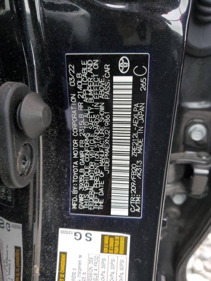 2022 TOYOTA COROLLA LE VIN:JTDEPMAEXNJ219861